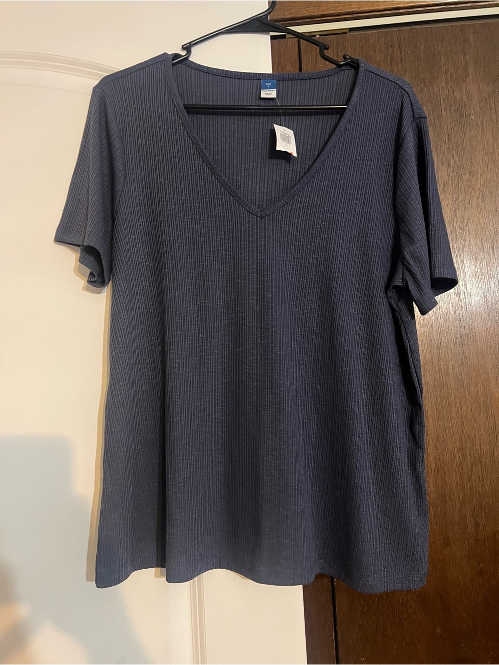 Old Navy Women's Navy Ribbed V-Neck Short Sleeve Tee